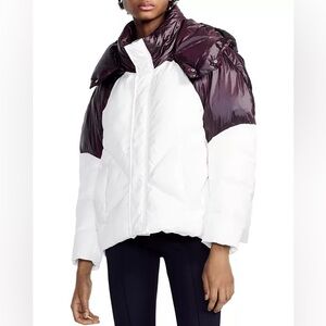 Maje White and Purple Puffer Jacket